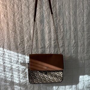 DKNY Brown and White Crossbody Bag